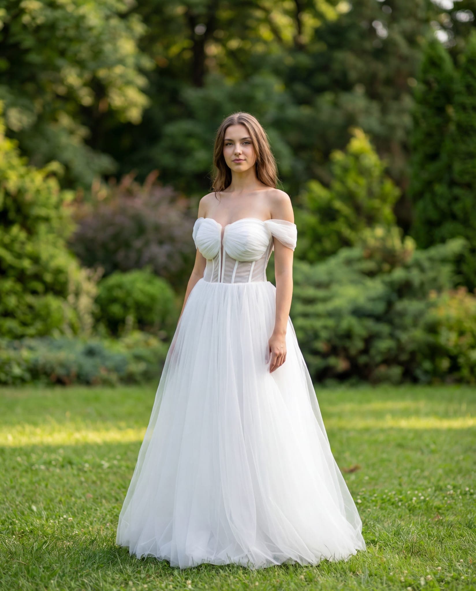 "Cloud" Off-Shoulder Tulle Gown